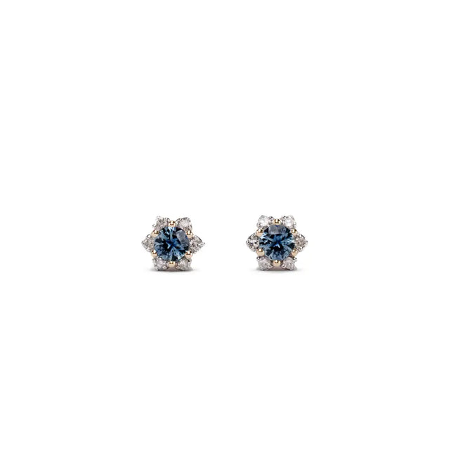 ARETES DE ZAFIRO CON HALO DE DIAMANTES