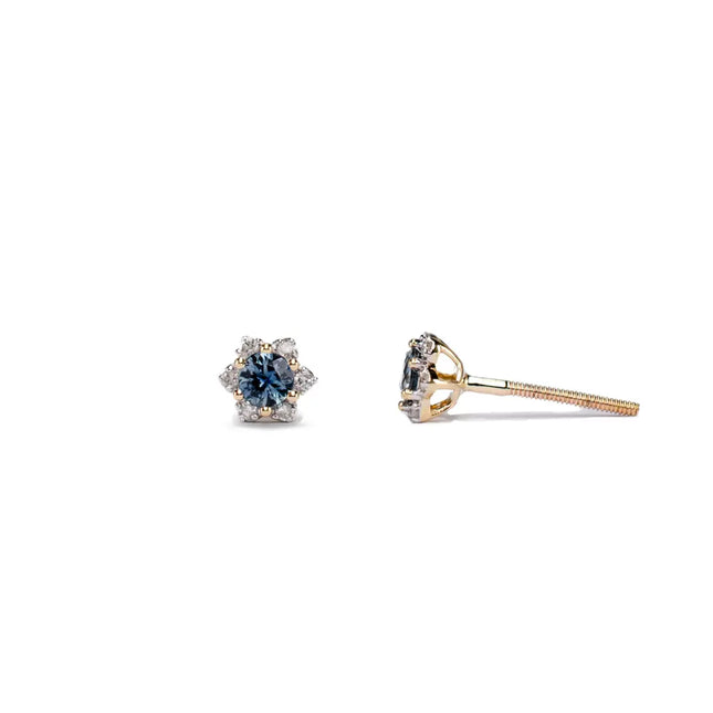 ARETES DE ZAFIRO CON HALO DE DIAMANTES