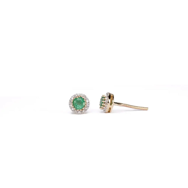 ARETES DE ESMERALDA CON HALO DE DIAMANTES