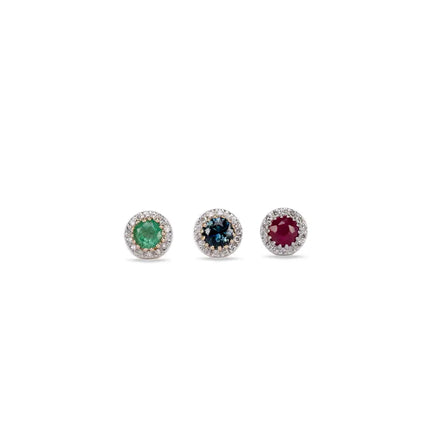 ARETES DE ZAFIRO CON HALO DE DIAMANTES