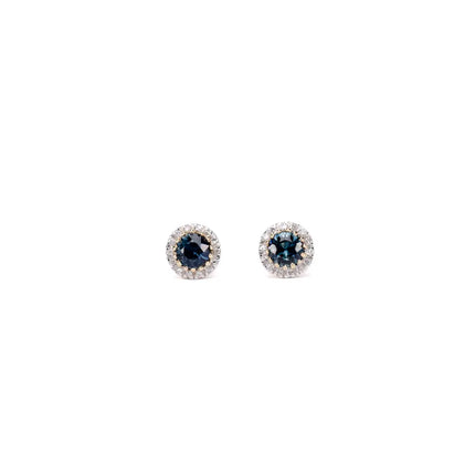 ARETES DE ZAFIRO CON HALO DE DIAMANTES