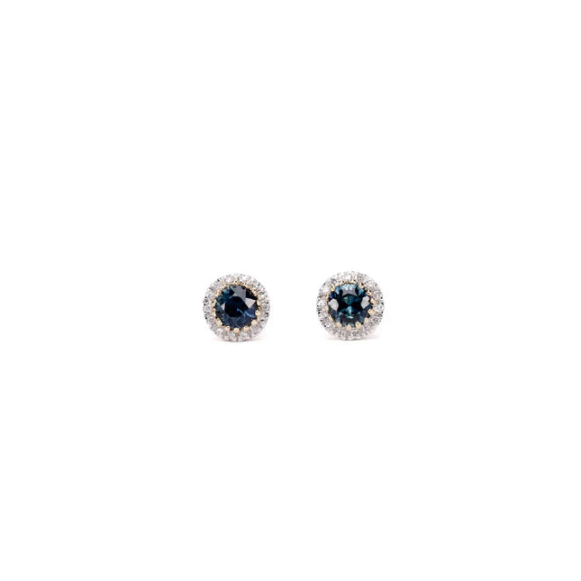 ARETES DE ZAFIRO CON HALO DE DIAMANTES
