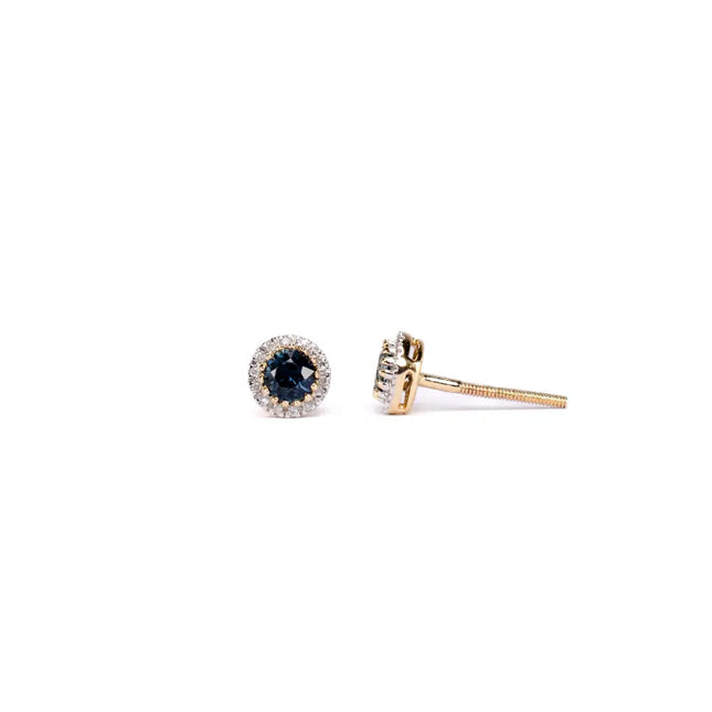 ARETES DE ZAFIRO CON HALO DE DIAMANTES