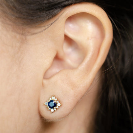 ZIVA - Aretes de Zafiros y Diamantes Oro 14K